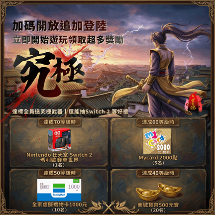 新墨魂追加登陸加碼獎勵階梯廣告素材
